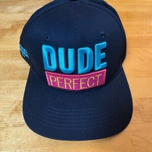 Dude Perfect PANDA-MONIUM Tour Adjustable Snapback Cap Navy Blue NWOT Logo